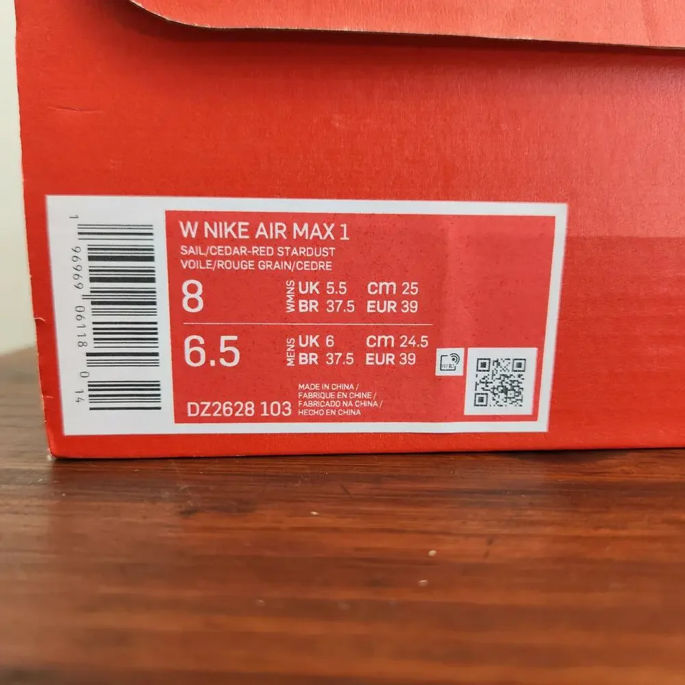Nike Women's Size 6.5Y/8W Air Max 1 pink/White/Cream - Picture 13 of 13